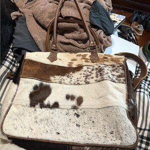 Myra Bag Patterned Interior Tote - cowhide laptop bag